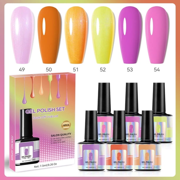 Salud y belleza, Suministros para decoración de uñas, Esmaltes de uñas, Esmaltes de uñas, Gel de uñas de noche, Aceite de uñas de color fluorescente, Gel de fototerapia, Set de gel color caramelo 45 m