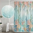 thumbnail image 5 of Ocean Starfish Seaweed Shower Curtain, Waterproof Shower Curtains for Bathroom, Summer Coastal Beach Shell Coral Teal Washable Fabric Bathtub Curtain Set Bath Decor with 12 Hooks 48"x72", 5 of 8