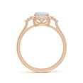thumbnail image 2 of ANGARA Natural Cushion 1.2 ct Aquamarine Halo Ring with Trio Diamonds in 14K Rose Gold for Women (Size-8x6mm) | March Birthstone, Anniversary, Jewelry Gift for Women | Natural Aquamarine Ring, 2 of 9