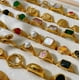 thumbnail image 2 of Uworld-Anillos gruesos de acero inoxidable 316L chapados en PVD, joyería de declaración de boda, concha de perla de agua dulce, anillo de circón, oro de 18K, 2 of 4