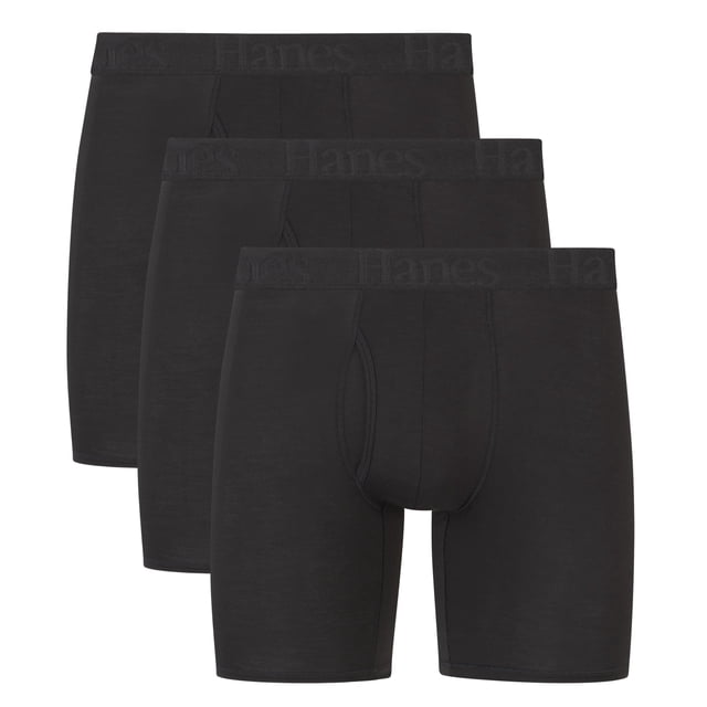 Calzoncillos tipo bóxer Hanes Originals, supersuaves, viscosa, bambú, para hombre, negros