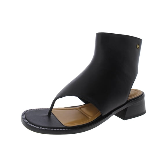 Franco Sarto Womens Skye Zip Open Toe Cutaway Sandal Black Leather 7M