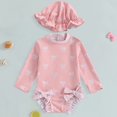 thumbnail image 2 of Caqnni Baby Girl Swimsuit Long Sleeve With Hat Set Zipper Swimsuit Swimwear Suit for Summer Vacation 6-12 Months Red, 2 of 6