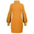 thumbnail image 1 of LUXUR Robe Courte pour Femmes, Couleur Unie, Mini Robe, Col Montant, Aguichant, Manches Longues, Jaune, TG, 1 of 4