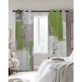 thumbnail image 3 of Sage Green Blackout Curtains, Light Blocking Print Window Curtains, Modern Geometric Grey Oil Painting Abstract Thermal Insulated Window Drapes for Living Room Kitchen Cafe 2 Panels, 55"W x 39"L, 3 of 9