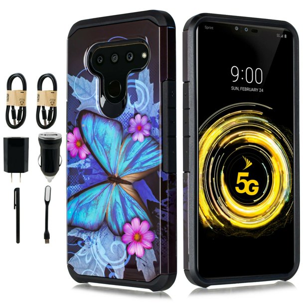 Value Pack and Case for LG V50 Case Phone Case Shock Proof Edges Hybrid Hard Back Slim Bumper
