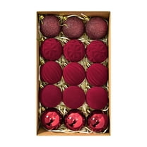 Cheapark 15 Pcs Flocked Velvet Christmas Balls - Soft Velour Finish, Shatterproof Plastic Ornaments for Xmas Tree Hanging Decor
