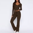 thumbnail image 2 of Yuyuzo Womens Two Piece Fall Outfits Tracksuits Long Sleeve Crop Tops Wide Leg Pants Lounge Sets, 2 of 7