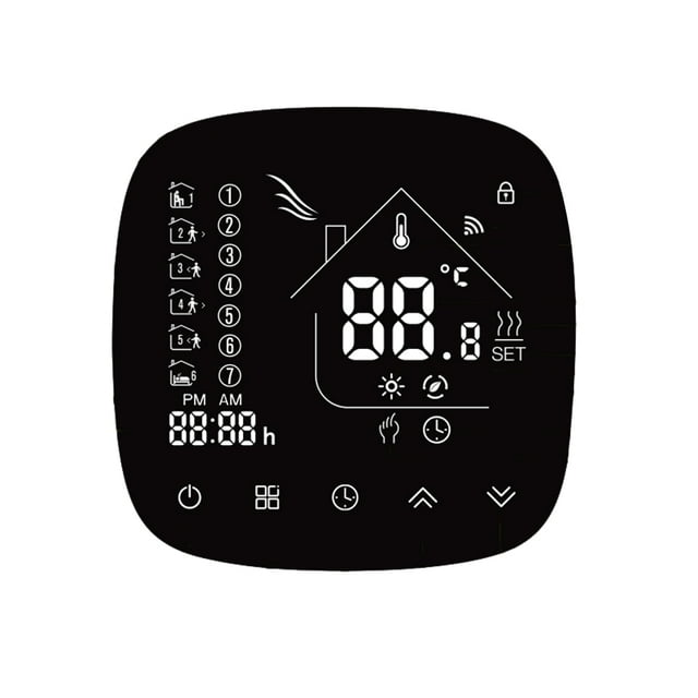 Amdohai Weekly Programmable LCD Display Touch Screen Boiler Heating Thermostat Room Temperature Controller 5A