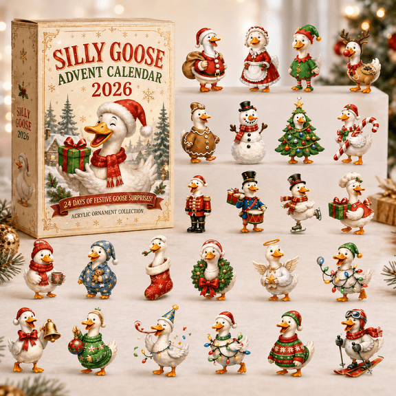 Silly Goose Christmas Advent Calendar 2026 - 24-Day Festive Countdown, Acrylic Charms Blind Box - Gift For Family & Friends (2D)