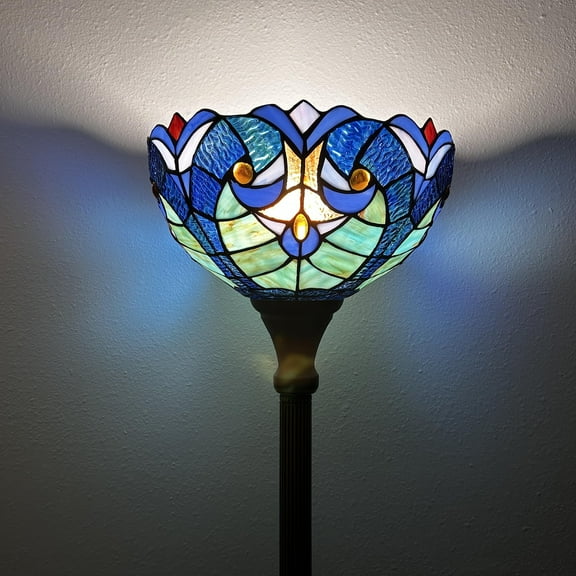Enjoy Décor Lamps Liaison 66-Inch 1-Light Tiffany Stained Glass Bowl Lamp with Multi-Color Shade