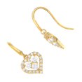 thumbnail image 4 of JewelStop 14k Solid Yellow Gold Cubic Zirconia Heart Dangle Shepherds Hook Wire Earrings, 4 of 6
