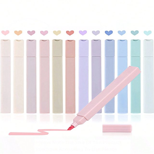 LNGOOR 6/12pcs Morandi Aesthetic Square Highighters Pens Mild Soft Chisel Tip Marker Pen Pastel Highighters No Bleed Quick Dry For Joumaling Note Taking School Stationery Supplies