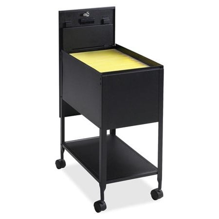 Lockable Media Cart - Lorell 1 Drawers Filing Cart Steel Lockable , Black