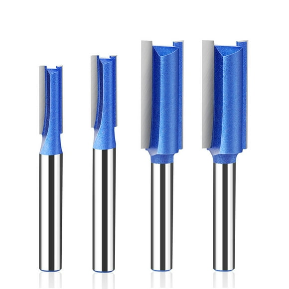 Mistaha 6.35mm Shank Carbide Milling Cutter Set, Woodworking Tools Kit with Tungsten Steel Blades, Slot Straight Cutter, Double-Edged Trim Router Head - Blue+Silver