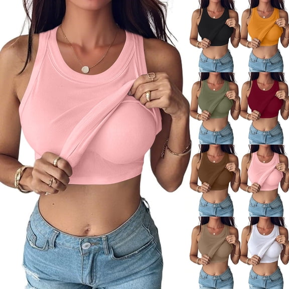 Womens Camisoles Tops with Built in Padded Bra Basic Breathable Tank Tops White XL