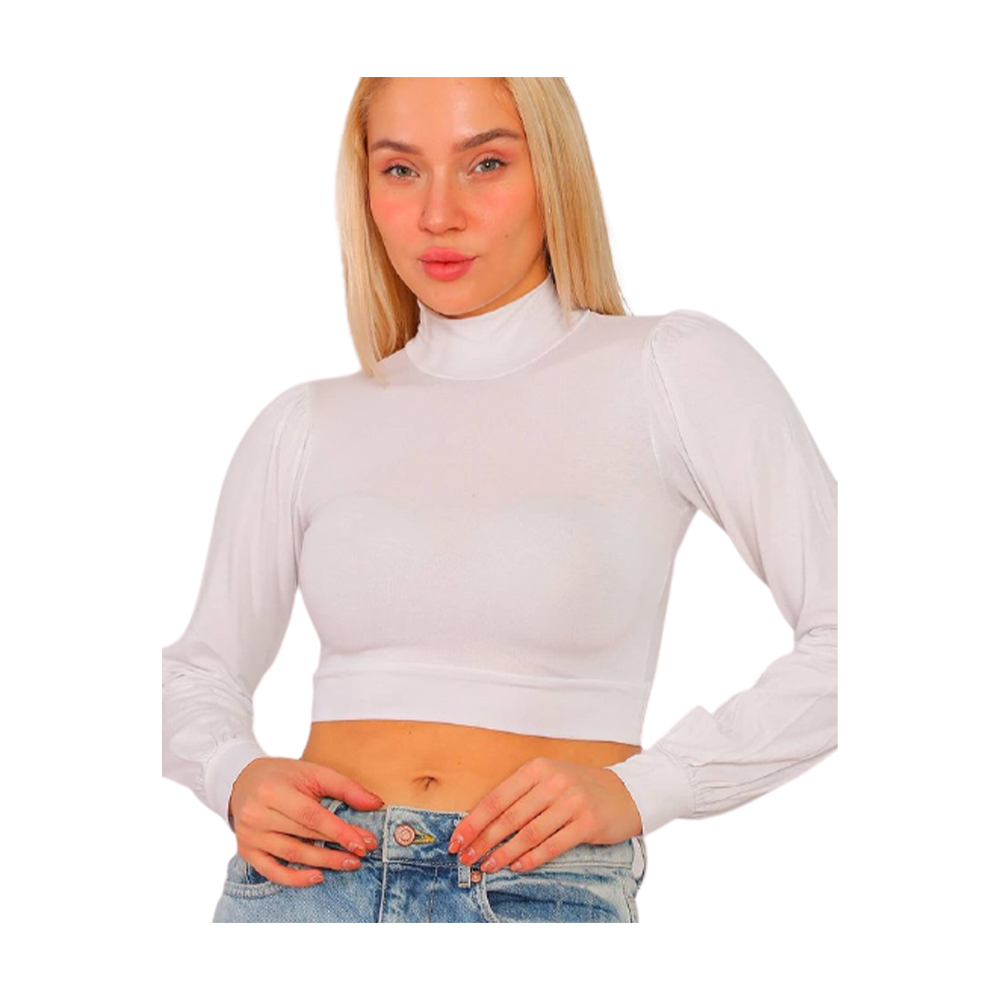 turtleneck puff sleeve top