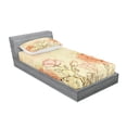 thumbnail image 2 of Ambesonne Vintage Fitted Sheet & Pillow Sham Set, Grunge Retro Flowers, Twinxl, Cream Pink, 2 of 2