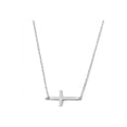 thumbnail image 2 of Edwin Earls Women's 14k White Gold Plated Sideways Cross Necklace in Stainless Steel, 2 of 5