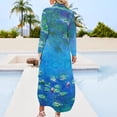 thumbnail image 2 of Claude Monet Water Lilies Color-Enhanced Long Sleeved Shirt Dress dress party night Cocktail of dresses dresses for women 2024, 2 of 6
