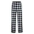 thumbnail image 2 of Luwomo Pants for Mens Home Plaid Business Fashion Long Wide Leg Elastic Waist Loose Sleepwear Trousers Black,L, 2 of 7