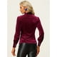 thumbnail image 3 of Blusa de trabajo informal Allegra K terciopelo retro Borgoña L, 3 of 6