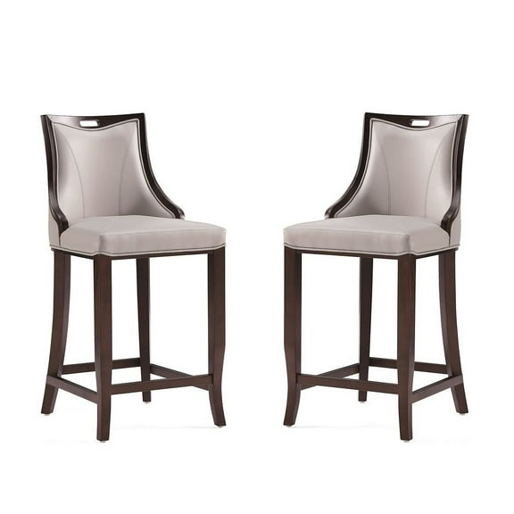 Manhattan Comfort Emperor 27" Faux Leather Counter Stool in Gray (Set of 2)