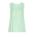 thumbnail image 4 of Penkiiy Womens Tank Tops Scoop Neck Eyelet Loose Fit Basic Tops Solid Color Causal Summer Sleeveless Shirts M Green, 4 of 6