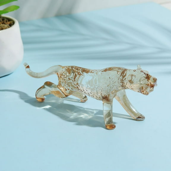 UPGRATOR Crafted Leopard Figure Crystal Lion Ornament 1Pack Indoor Decoration Realistic Animal Toys