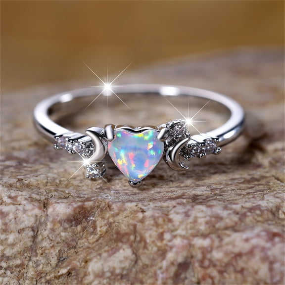 YYKihy New Love White Aobao Moon Three Ring On Both Sides Simple And Personalized Small And Luxury Ring