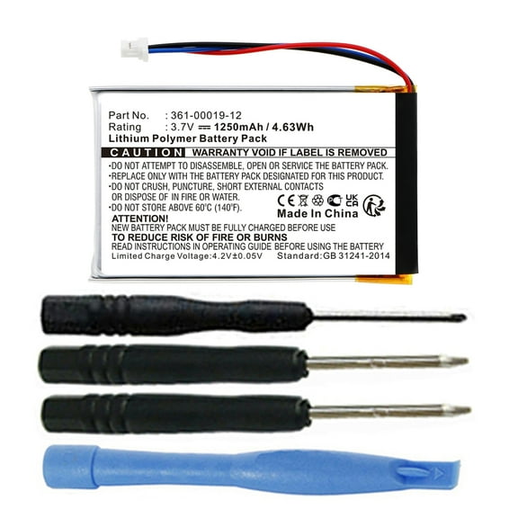 1250mAh 361-00019-12 Battery Replacement for Garmin Edge 605, Edge 705 Bike GPS