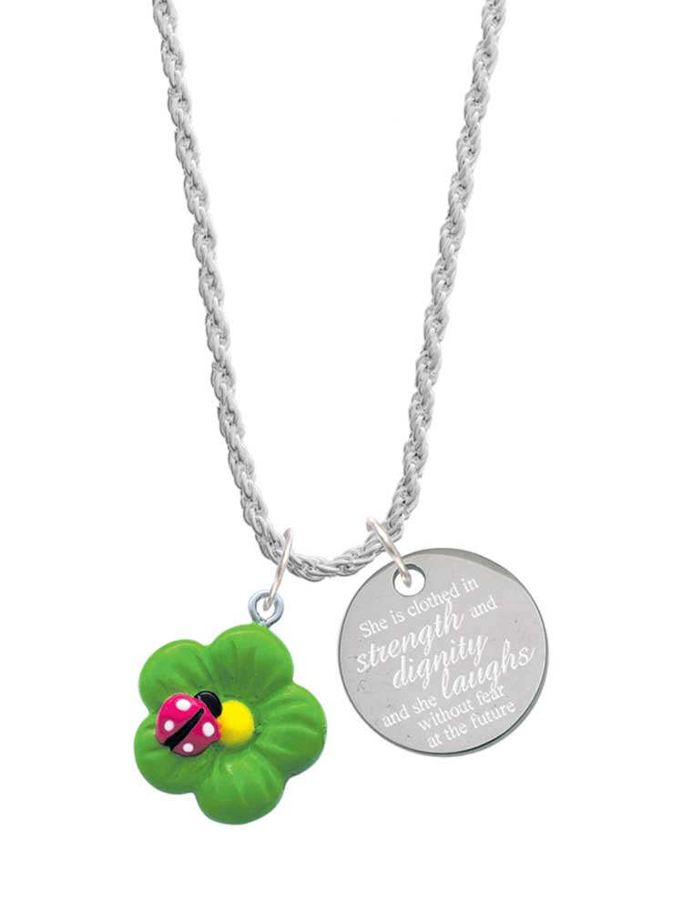 Delight Jewelry Resin Lime Green Daisy Flower with Hot Pink Ladybug She
