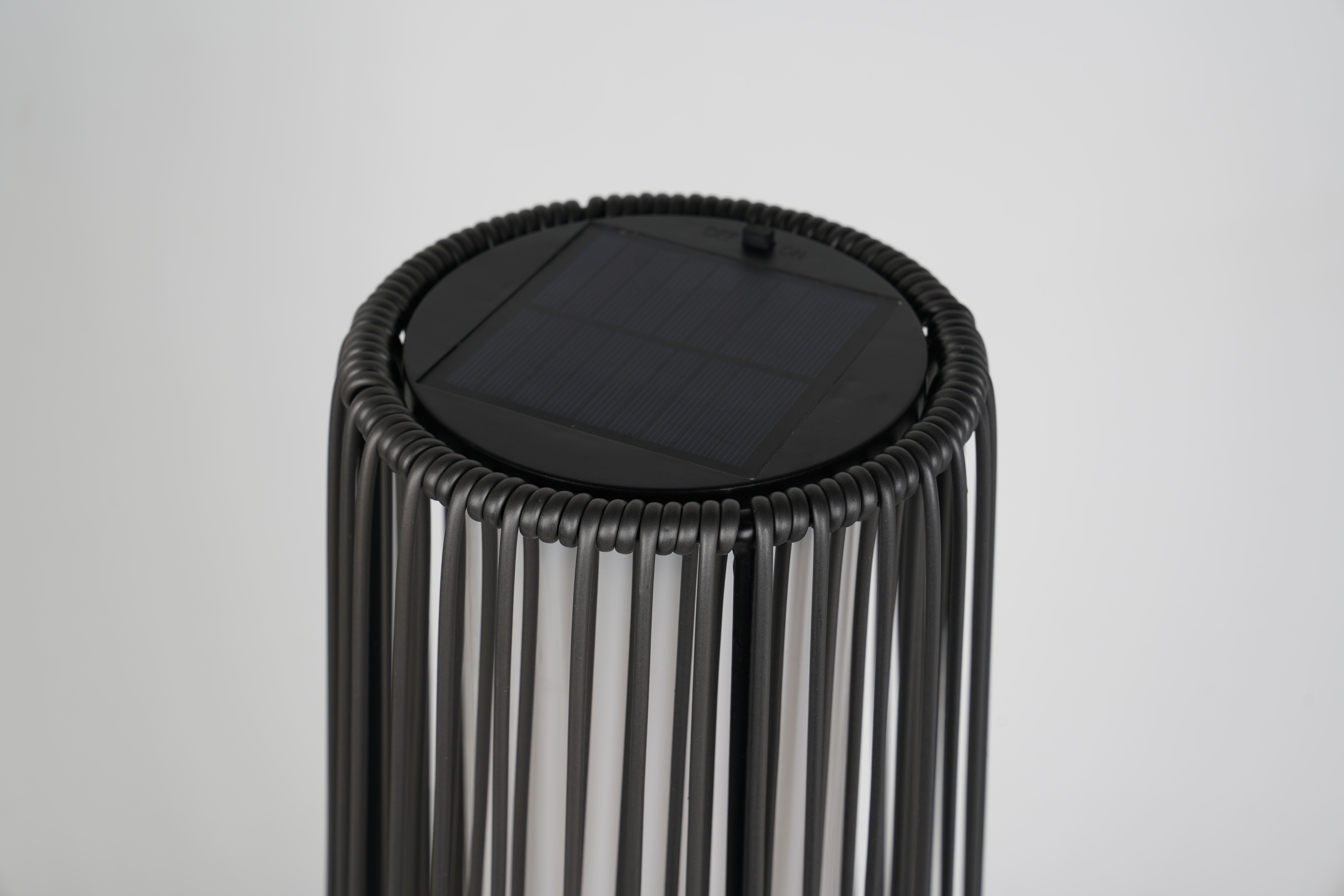 2-Pack Outdoor Floor Solar Light, All-Weather Wicker Solar Patio Lamp, Outdoor Lamp, Grey