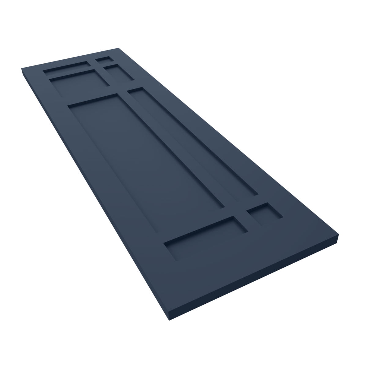 Ekena Millwork 12"W x 30"H True Fit PVC San Juan Capistrano Mission Style Fixed Mount Shutters, Starless Night Blue (Per Pair - Hardware Not Included)