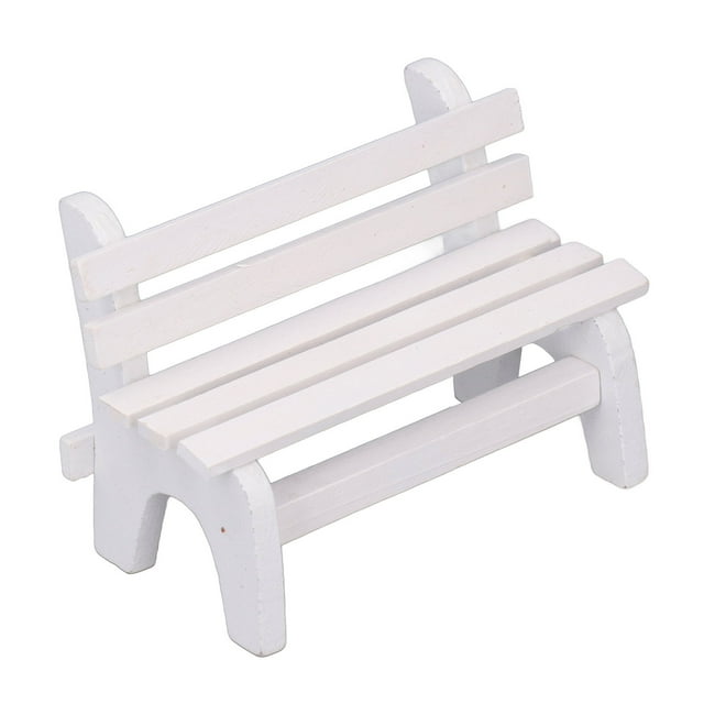 Banco de madera para casa de muñecas a escala 1:12, modelo de mueble en miniatura de alta simulación, color blanco