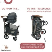 Wadabuggy Premium Pet Stroller, Cart, Pet Caddy, Compact Fold, Large Basket, 2 Drink Holders, Zipper Pocket, Adult, Gray