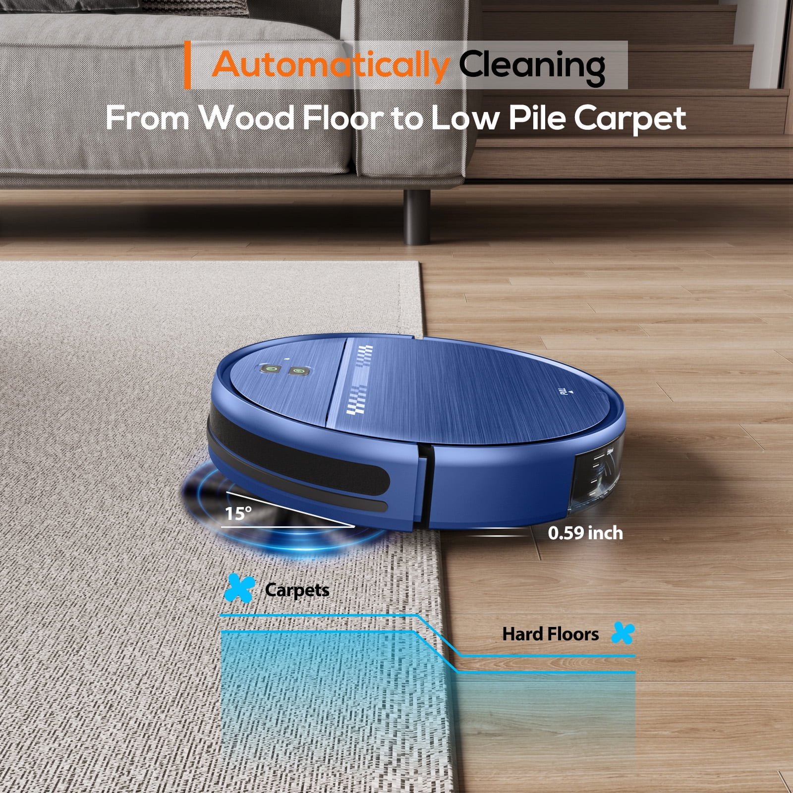 GOOVI Robot Vacuum Cleaner, 2 in 1 Robot Vacumm Mop Combo, With Alexa/WiFi/App Connection, for Pet Hair, Hard Floor