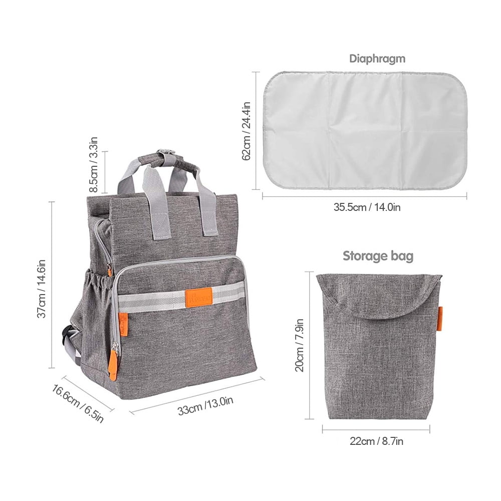 Baby Infant Waterproof Zipper Reusable Cloth Diaper Bag Grey V8R5 