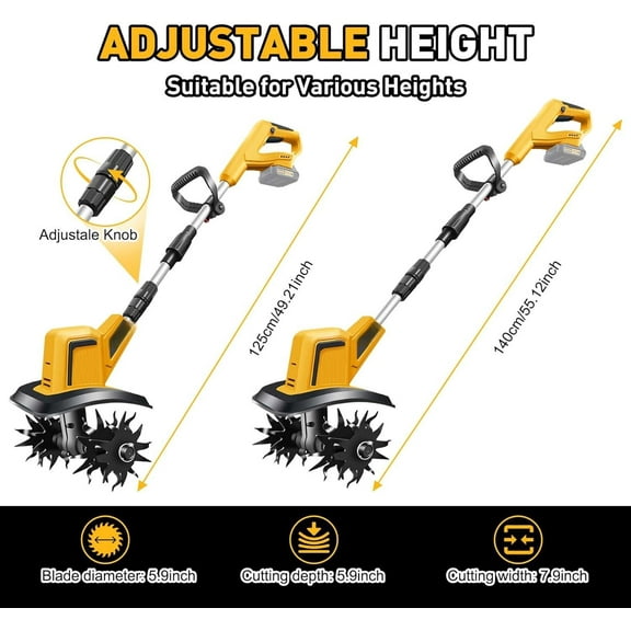 DEVONIC Cordless Electric Garden Tiller,21V 330RPM Tiller Cultivator 8" Tilling Width and 6" Depth Garden Rototiller with 2 * 2.0Ah Batteries for Lawn/Gardening (Cordless Tiller 2 Batteries)