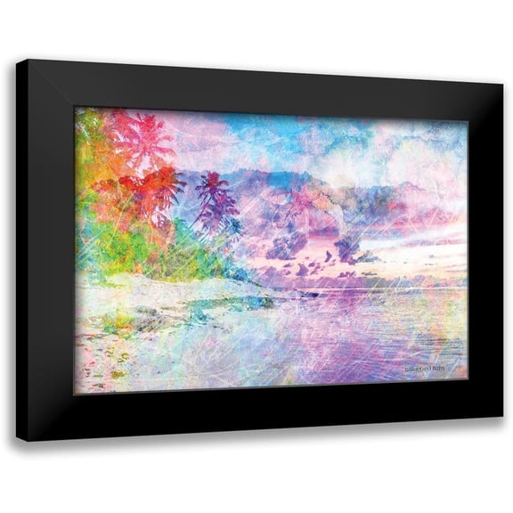 Bluebird Barn 14x11 Black Modern Framed Museum Art Print Titled - Rainbow Bright Beach Scene
