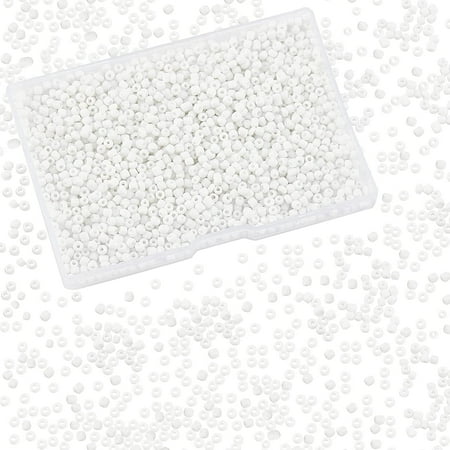 White Seed Beads 2000 Pcs 3mm 8/0 Glass Seed Beads Round Small Waist Beads Mini Spacer Beads for Earring Bracelet Necklace Anklet Jewelry DIY Craft Making DIY