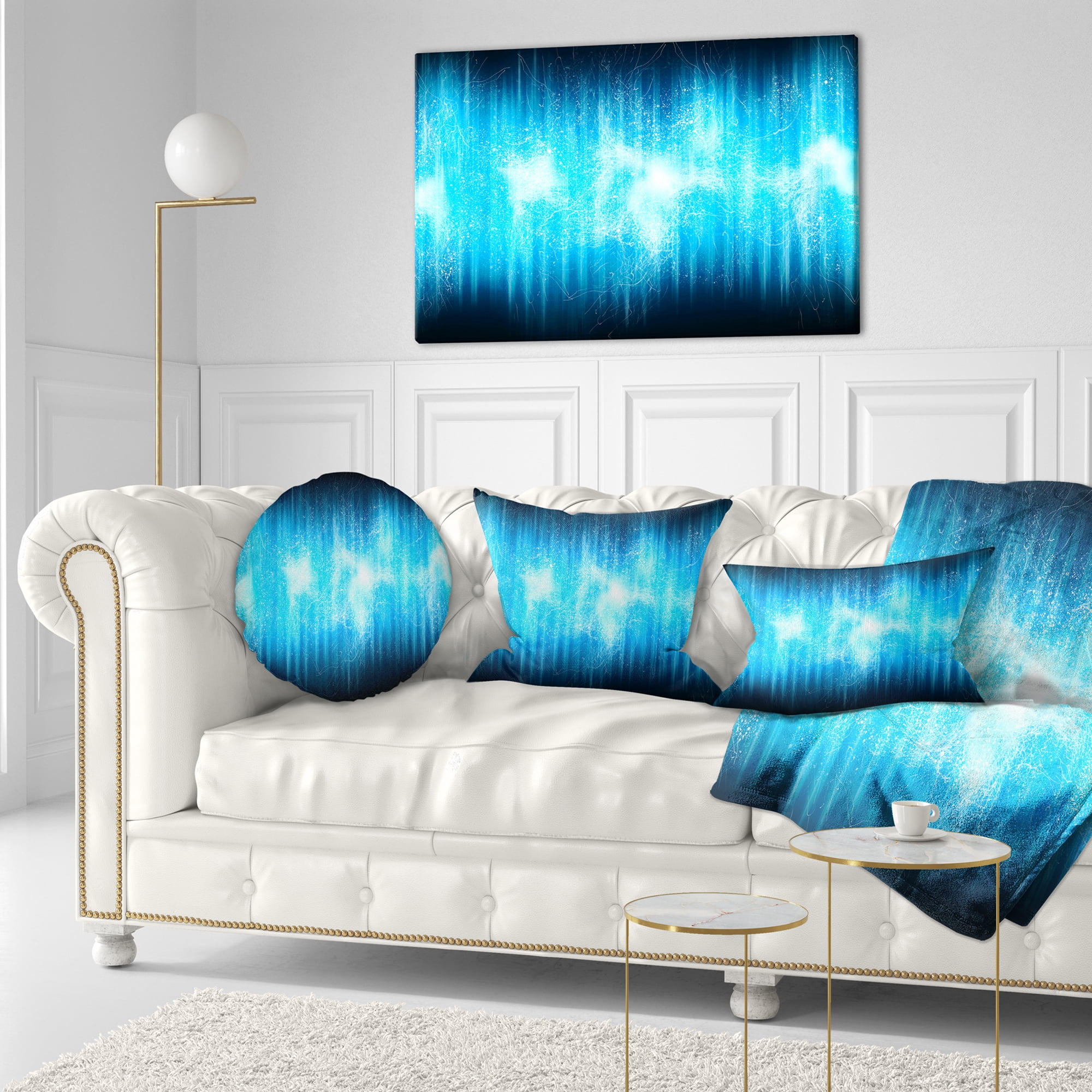 Designart Blue Ice Flame Abstract - Abstract Throw Pillow - 12x20