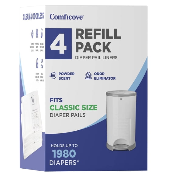 COMFICOVE Refills Compatible with DEKOR CLASSIC Diaper Pails 4 Pack Extra Thick Diaper Pail Refill Liners Fresh Scent Easy to Replace and Dispose of Diaper Bag Odorless Baby Diapers Disposal