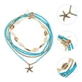 thumbnail image 2 of 5 collares bohemios multicapa con conchas, estrellas de mar y cuentas de arroz, joyería de moda para mujer, para playa, verano y ropa informal., 2 of 5