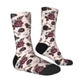 thumbnail image 3 of Uemuo Retro Red Black Roses Pattern Women's Crew Socks, Soft Durable Breathable Moisture-Wicking with Odor Control Cotton socks, 3 of 9