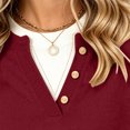 thumbnail image 4 of Edvintorg Women Sweaters V Neck Long Sleeve Casual Knit Pullover Sweater with Button Fall Winter Women Clothes Wine S, 4 of 8