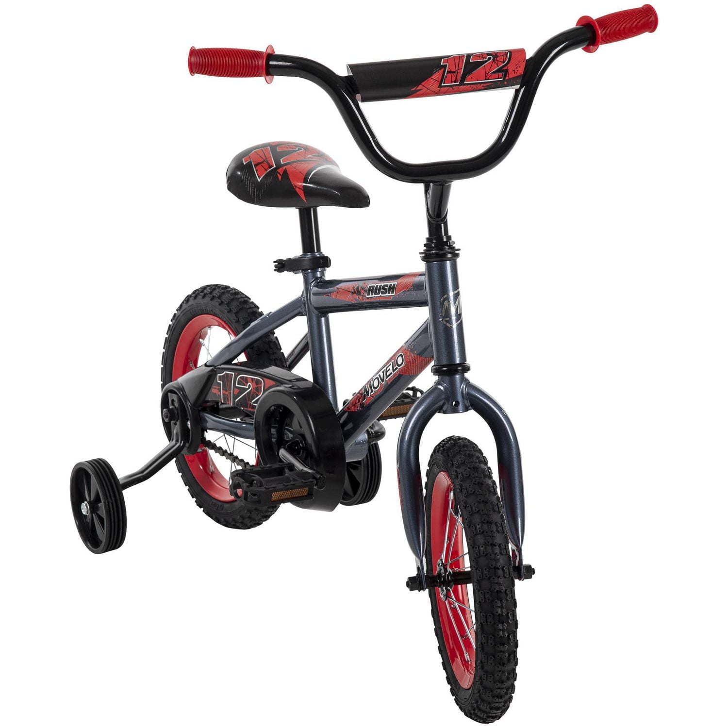 Movelo Rush 12-inch Bike for Boys, Grey/Red, Ages 3-5