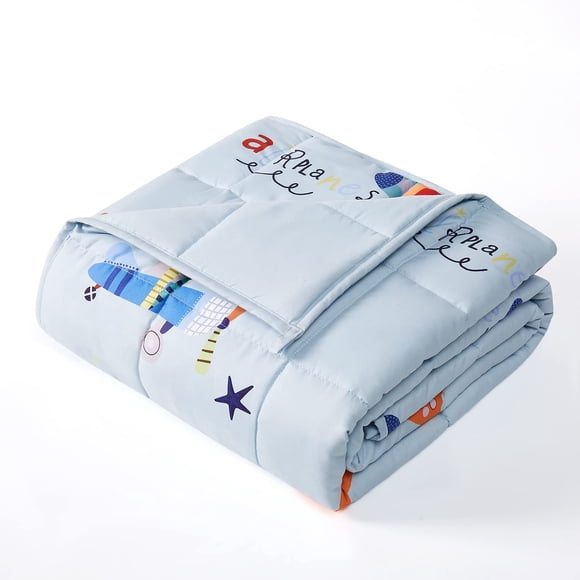 HOSUKKO Manta ponderada - Manta ponderada 7 lbs Manta pesada de avión azul - Manta transpirable de tamaño pequeño (41 * 60 pulgadas 7 lbs)