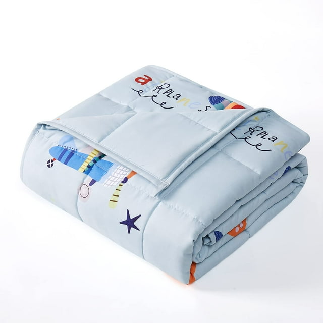 HOSUKKO Manta ponderada - Manta ponderada 7 lbs Manta pesada de avión azul - Manta transpirable de tamaño pequeño (41 * 60 pulgadas 7 lbs)