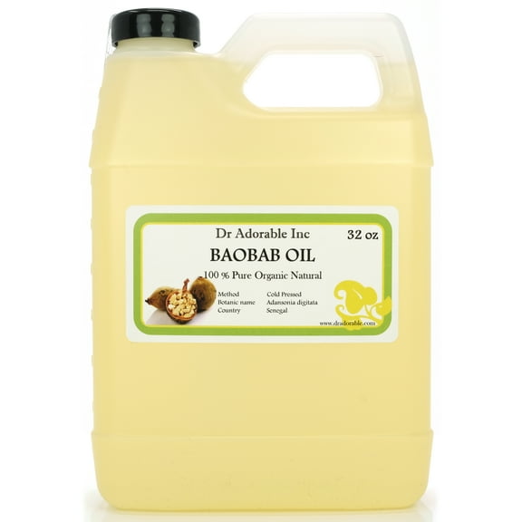 Dr Adorable - 32 oz - Baobab Oil - 100% Pure Organic Cold Pressed Natural Hair Skin Care Anti Aging